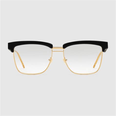 gucci square metal and acetate glasses